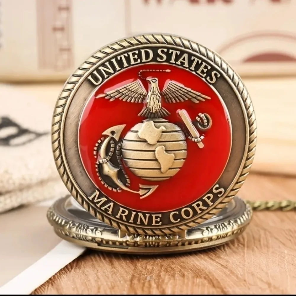New Men's United States marine corps pocket watch necklace gift